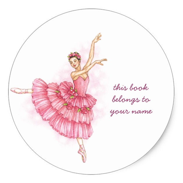 630x630 Ballerina Dancing Girl Drawing Ex Libris Sticker Zazzle Ca - Ballet Girl Drawing