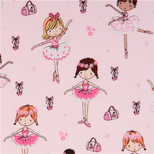 500x500 pale pink glitter ballerina girls fabric - Ballet Girl Drawing