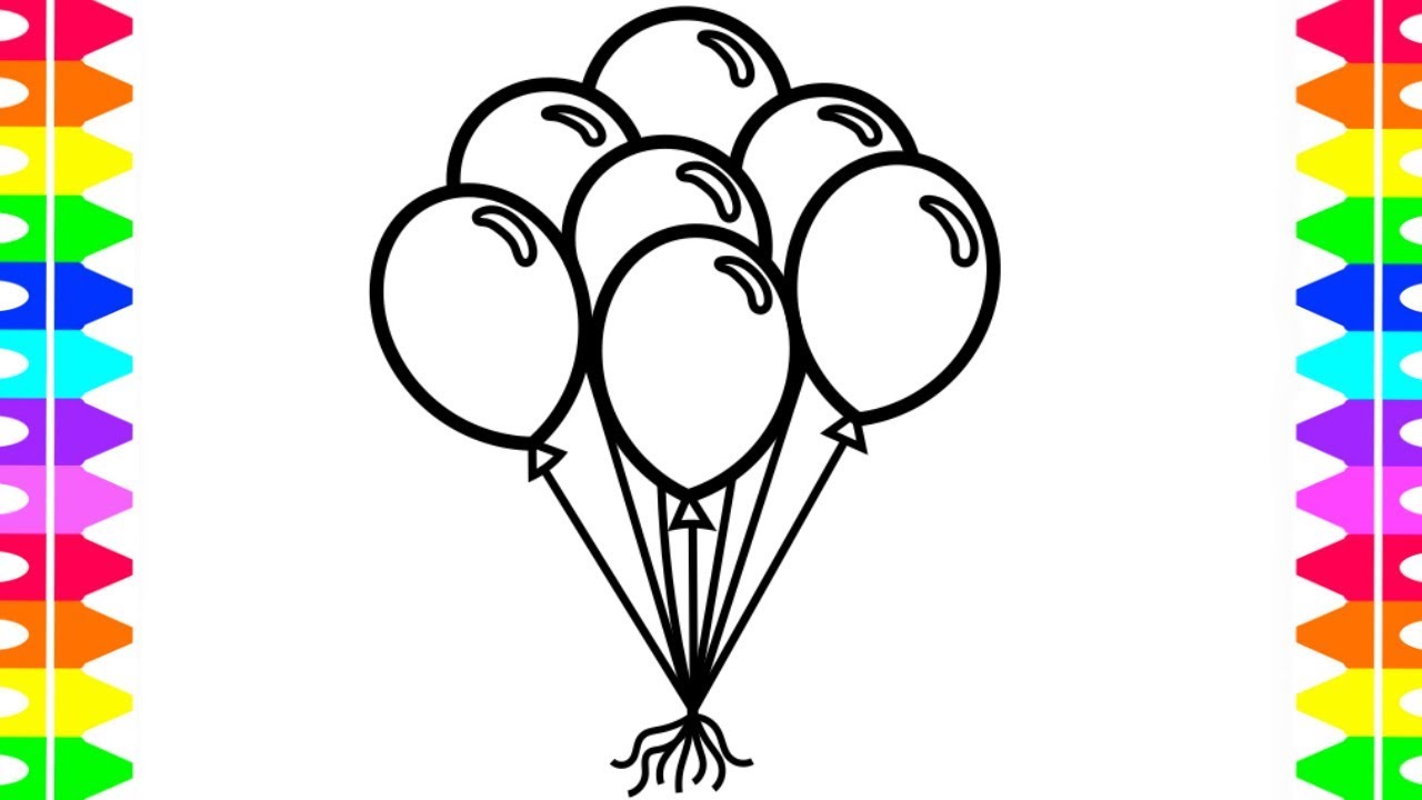 1280x720 Learn How To Draw And Color Balloons Coloring Pages For Kids - Balloon Drawing