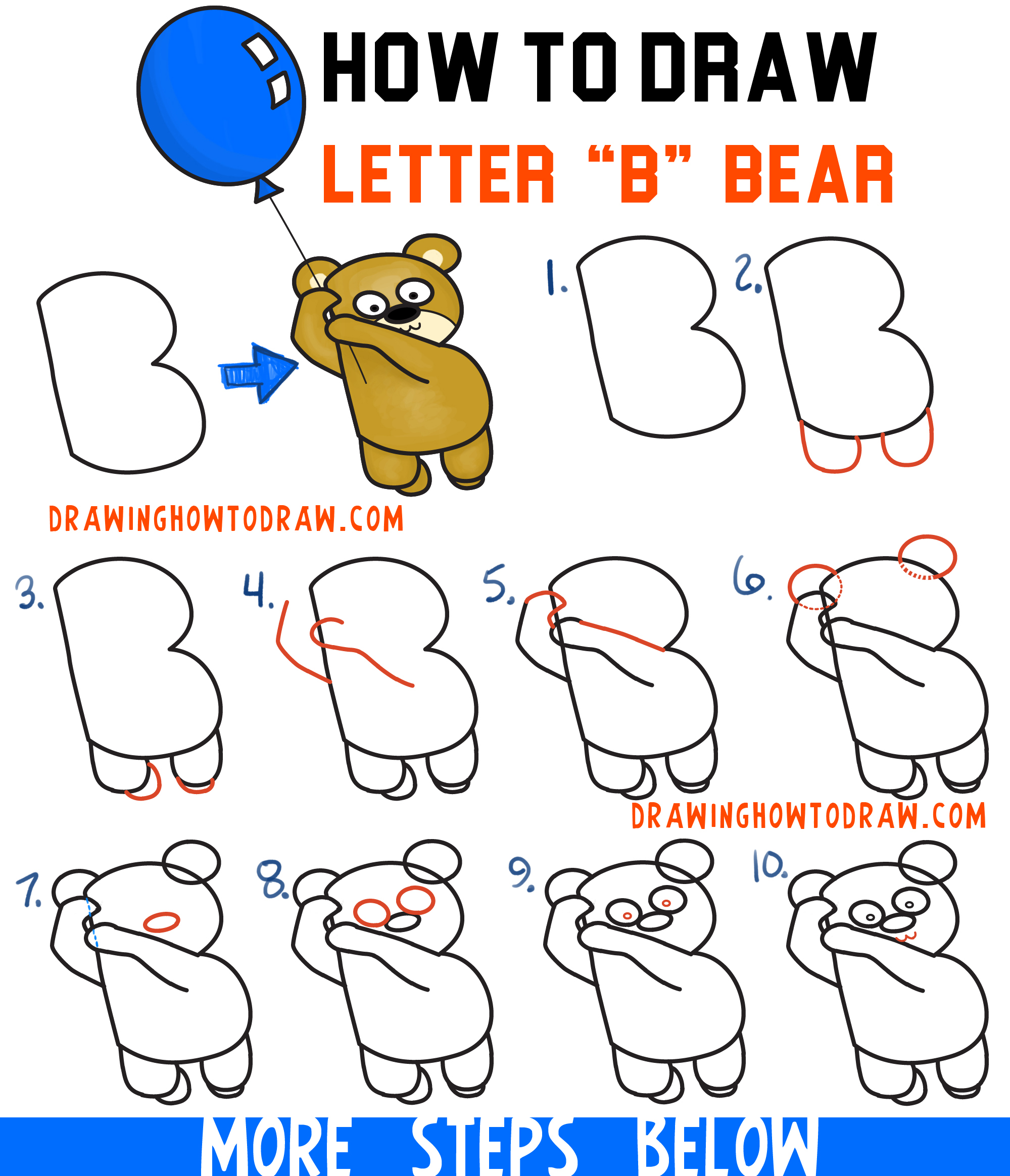 1999x2328 How To Draw A Cartoon Bear Holding A Balloon Floating Up Easy - Balloon Drawing Pictures