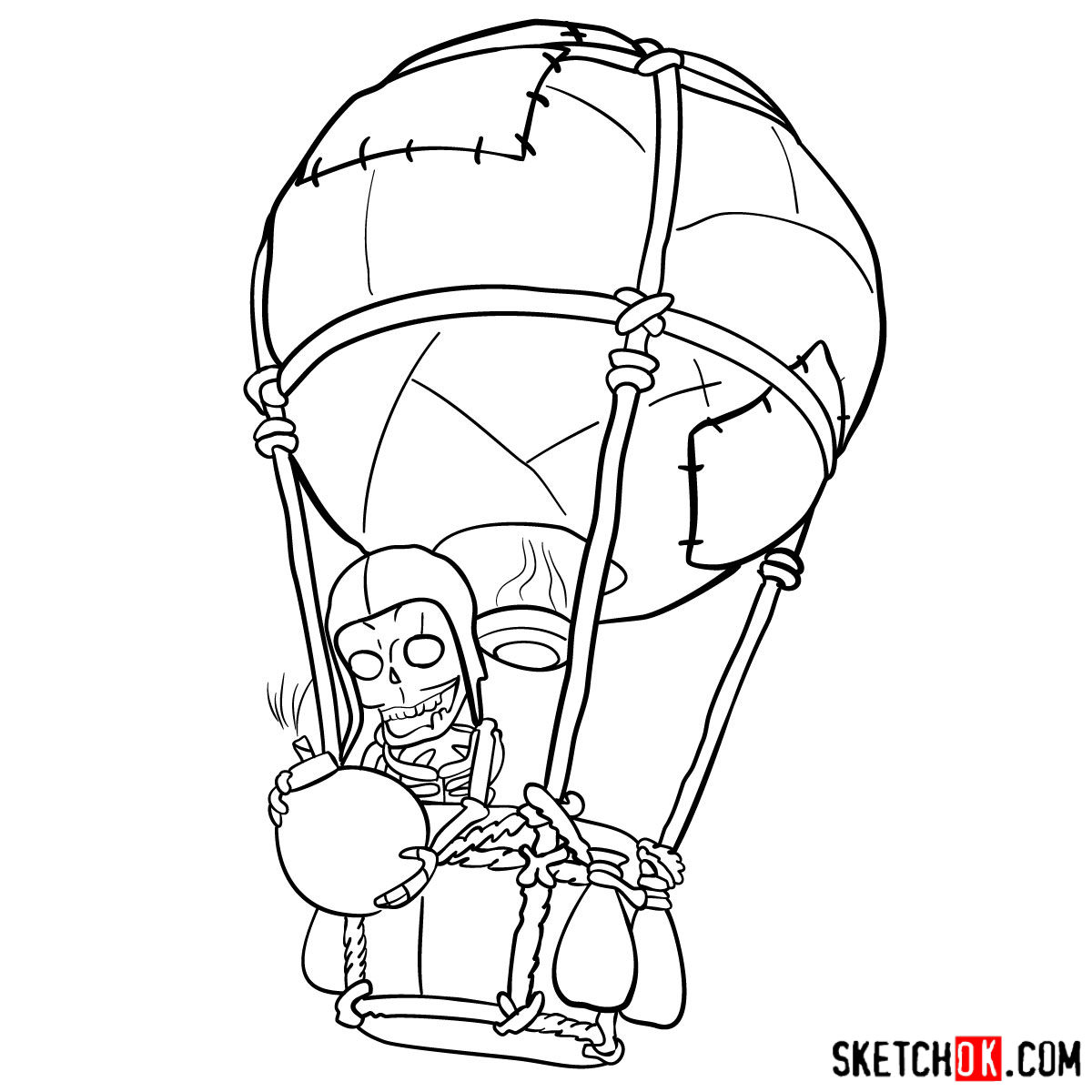 1200x1200 How To Draw Balloon With A Skeleton - Balloon Drawing Pictures