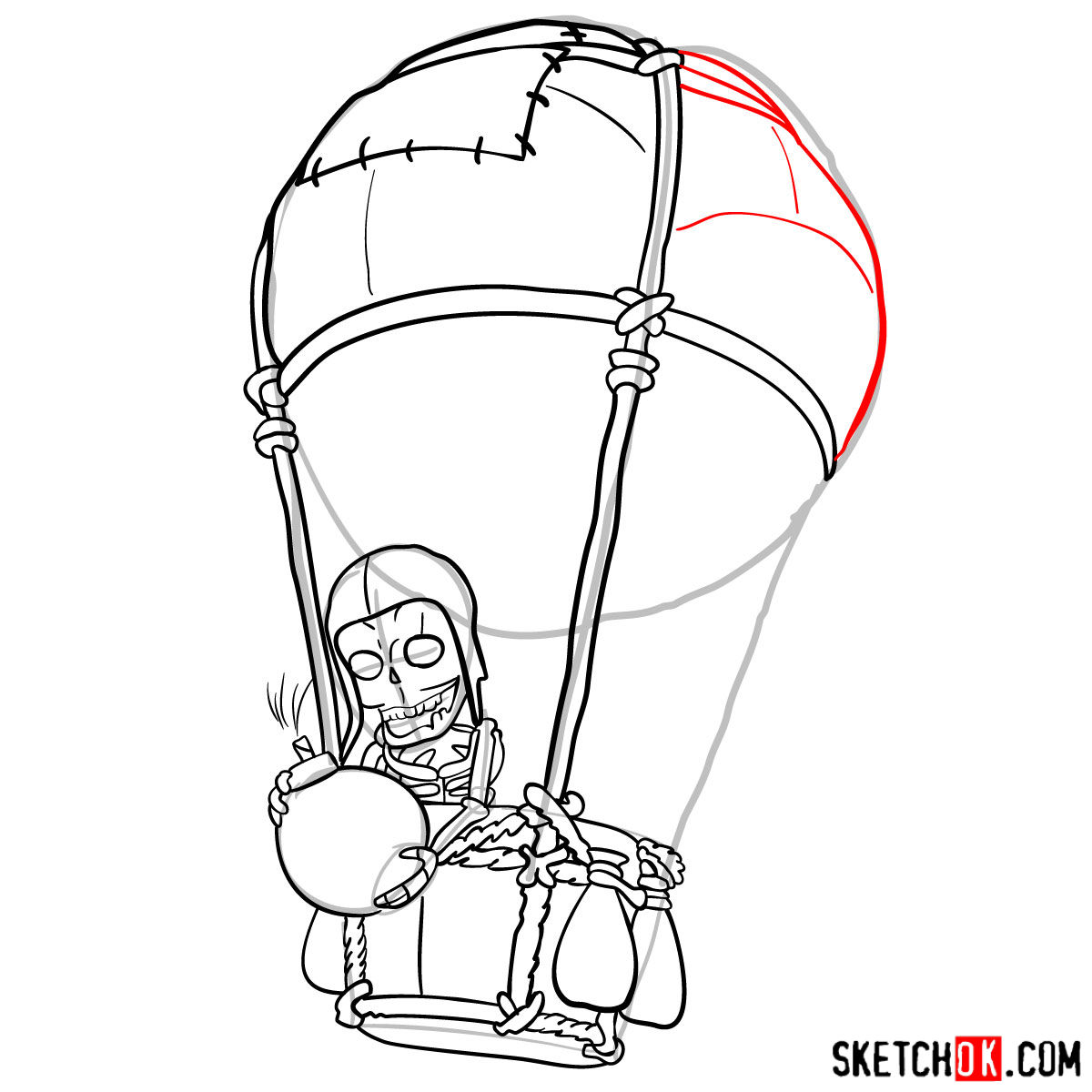 1200x1200 How To Draw Balloon With A Skeleton - Balloon Line Drawing