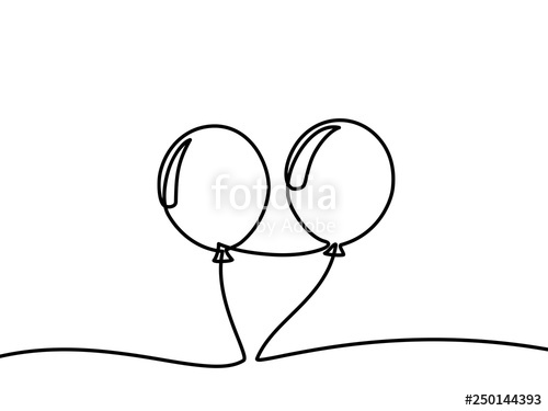 500x375 Continuous Line Drawing Of Balloon Vector Illustration - Balloon Line Drawing