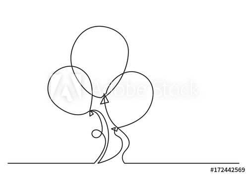 500x354 One Line Drawing Of Isolated Vector Object - Balloon Line Drawing