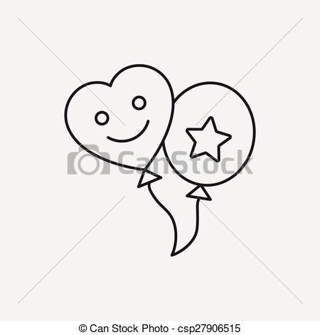 450x470 Baby Toy Balloon Line Icon Vector Clip Art - Balloon Line Drawing