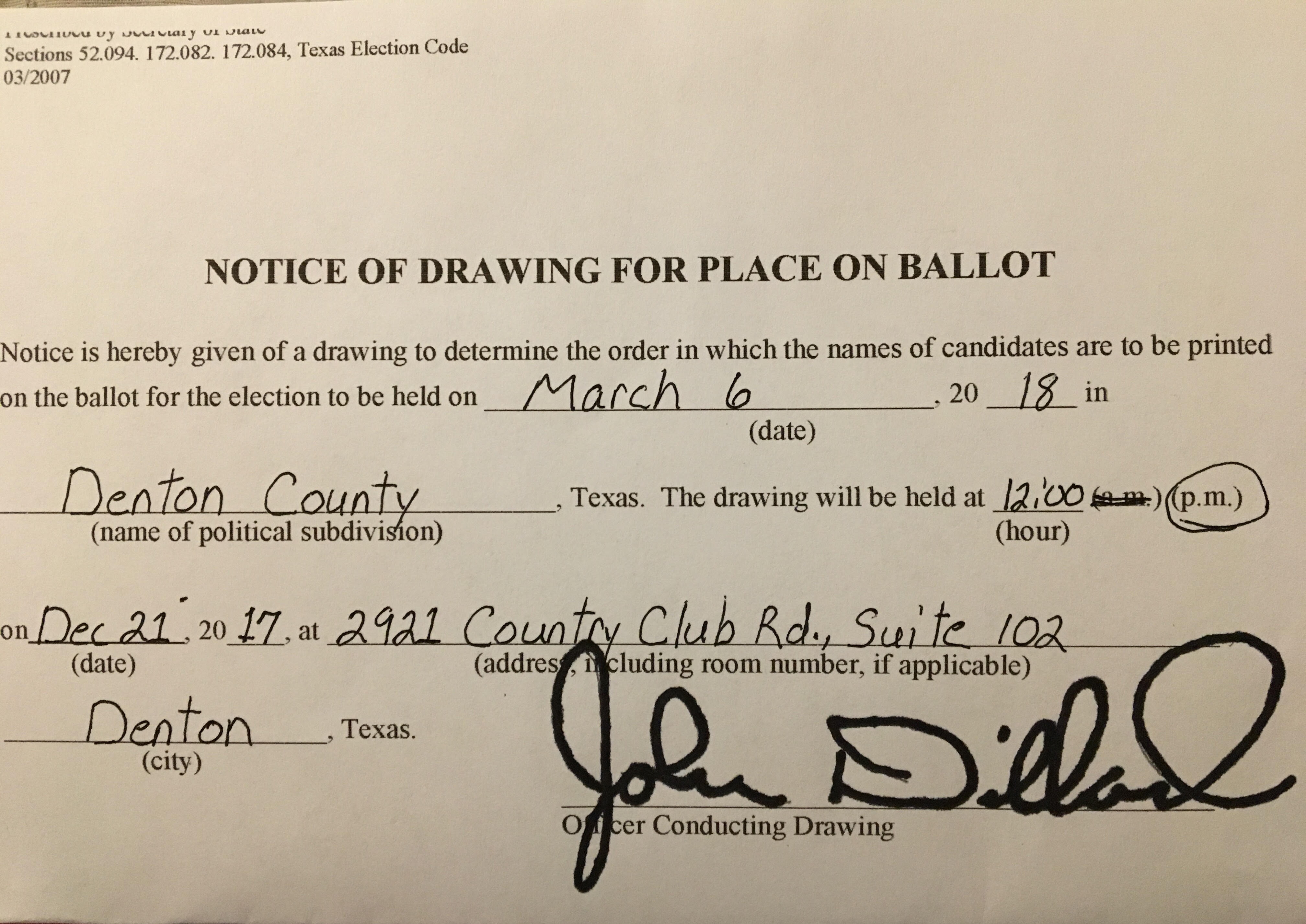 4032x2852 denton county republican party ballot draw notice - Ballot Drawing