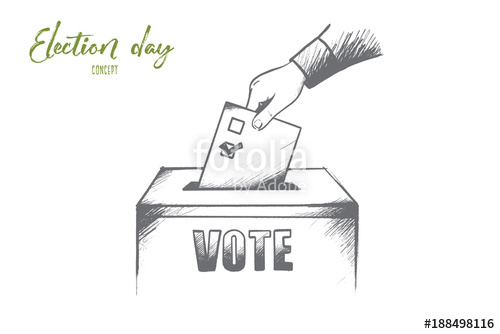 500x334 election day concept hand drawn hand of person deliver their vote - Ballot Drawing