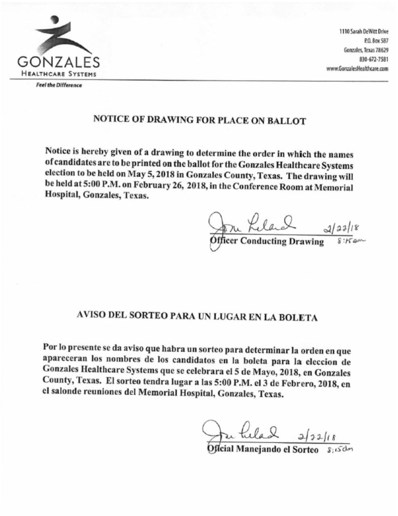 791x1024 notice of drawing for place on ballot - Ballot Drawing