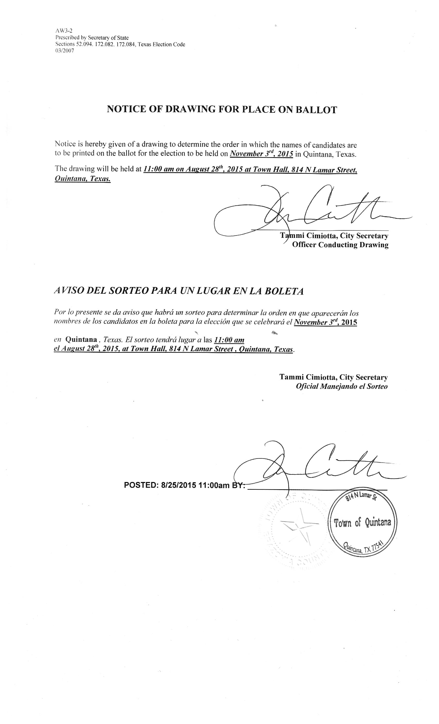 1700x2800 other election notices town of quintana - Ballot Drawing