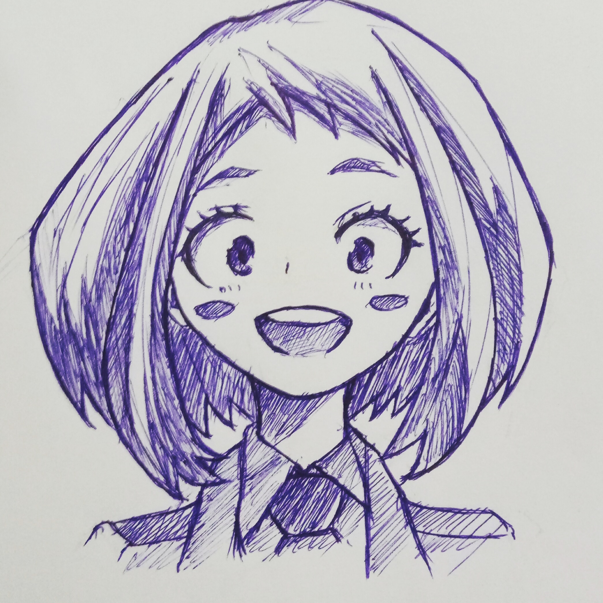 2090x2090 did a drawing of uraraka! this is my first ball pen drawing so it - Ballpen Drawing
