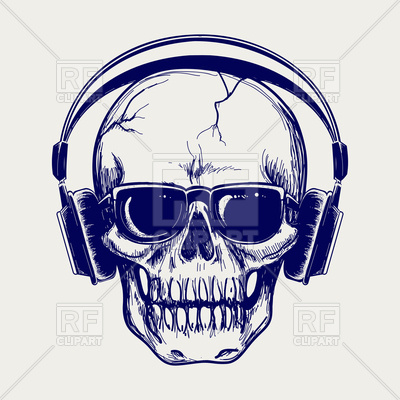 400x400 drawing ball pen skull sketch with headphones vector image - Ballpen Drawing