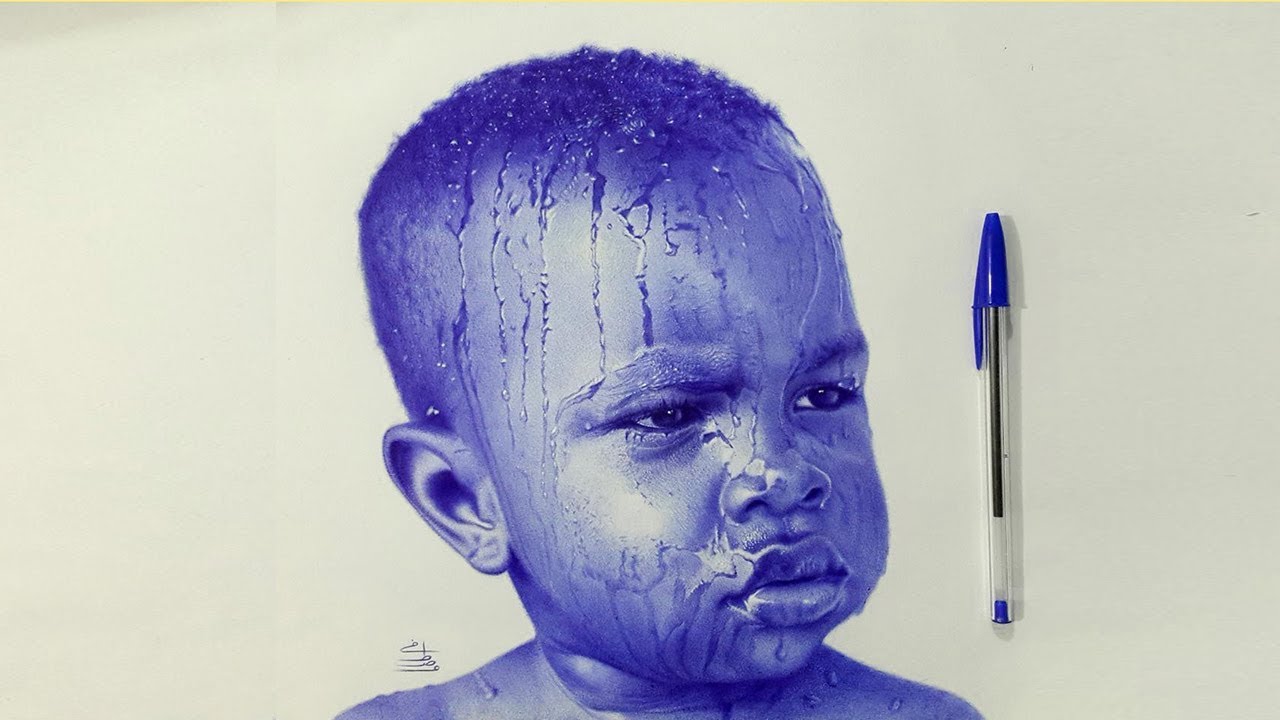 1280x720 artist creates hyper realstic drawings using a ballpoint pen - Ballpen Drawing