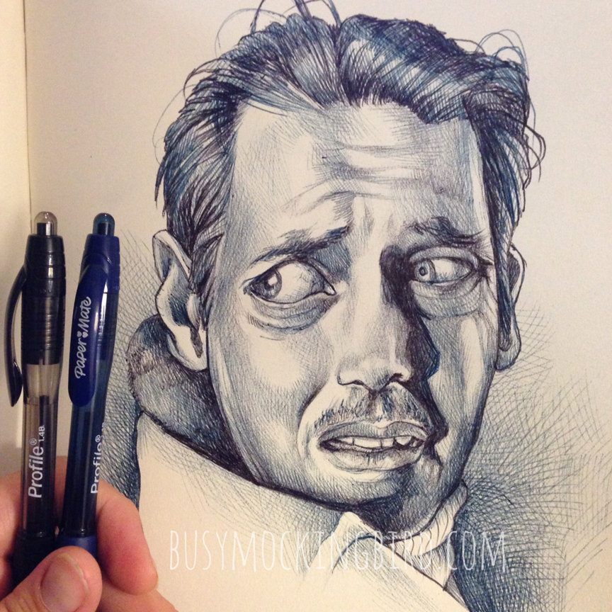 864x864 ballpoint doodling busy mockingbird - Ballpoint Pen Drawing