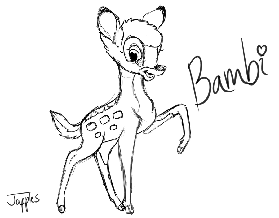 900x705 bambi drawing handmade for free download - Bambi Drawing