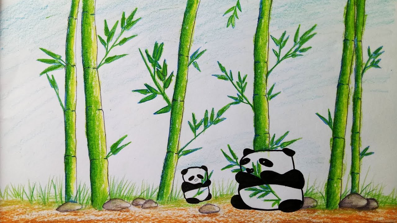 1280x720 how to drawing panda in bamboo forest step - Bamboo Drawing