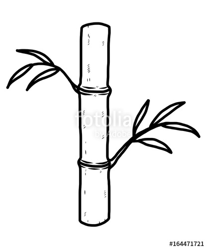 417x500 Bamboo Tree Cartoon Vector And Illustration, Black And White - Bamboo Tree Drawing
