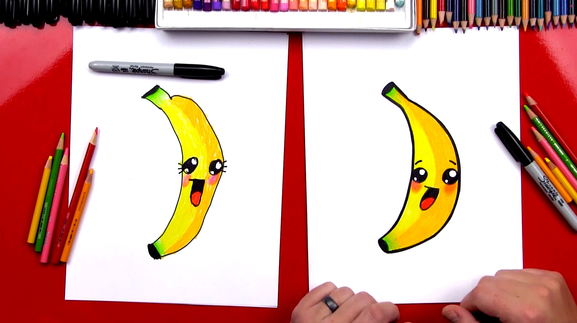 1914x1074 How To Draw A Cartoon Banana - Banana Drawing Images