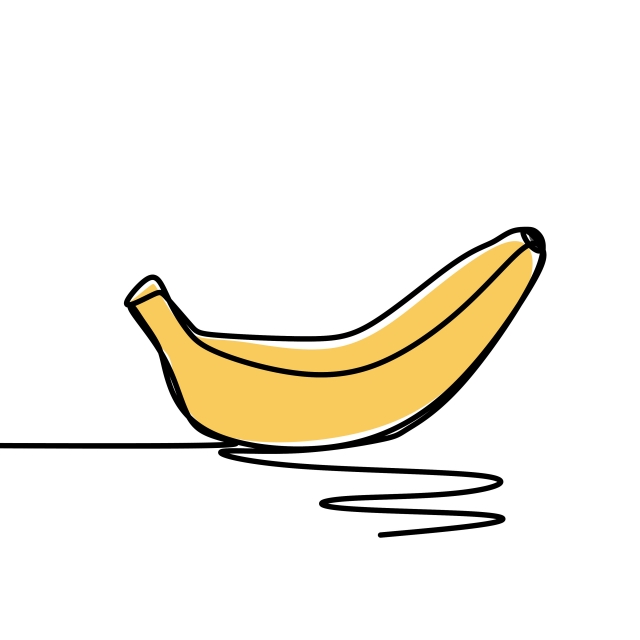 640x640 Banana One Continuous Line Art Drawing Vector Illustration - Banana Line Drawing