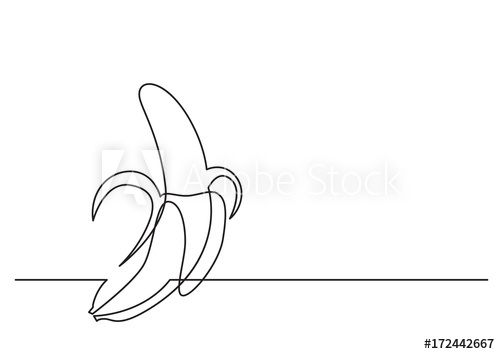 500x354 One Line Drawing Of Isolated Vector Object - Banana Line Drawing