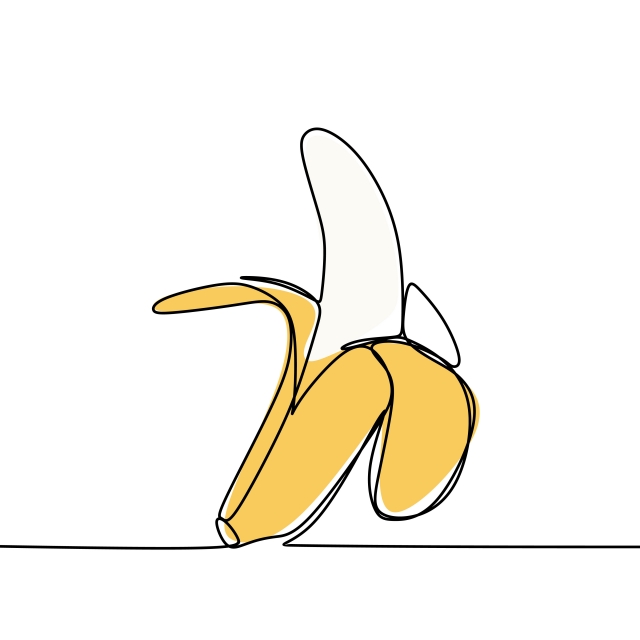 640x640 banana continuous line drawing vector illustration, banana, weight - Banana Line Drawing