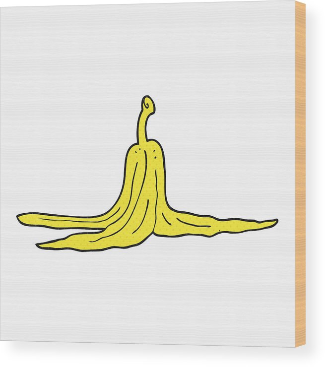 655x740 cartoon banana peel wood print - Banana Peel Drawing