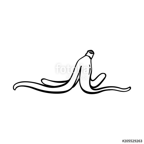 500x500 line art banana peel hand drawn icon simple vector stock image - Banana Peel Drawing