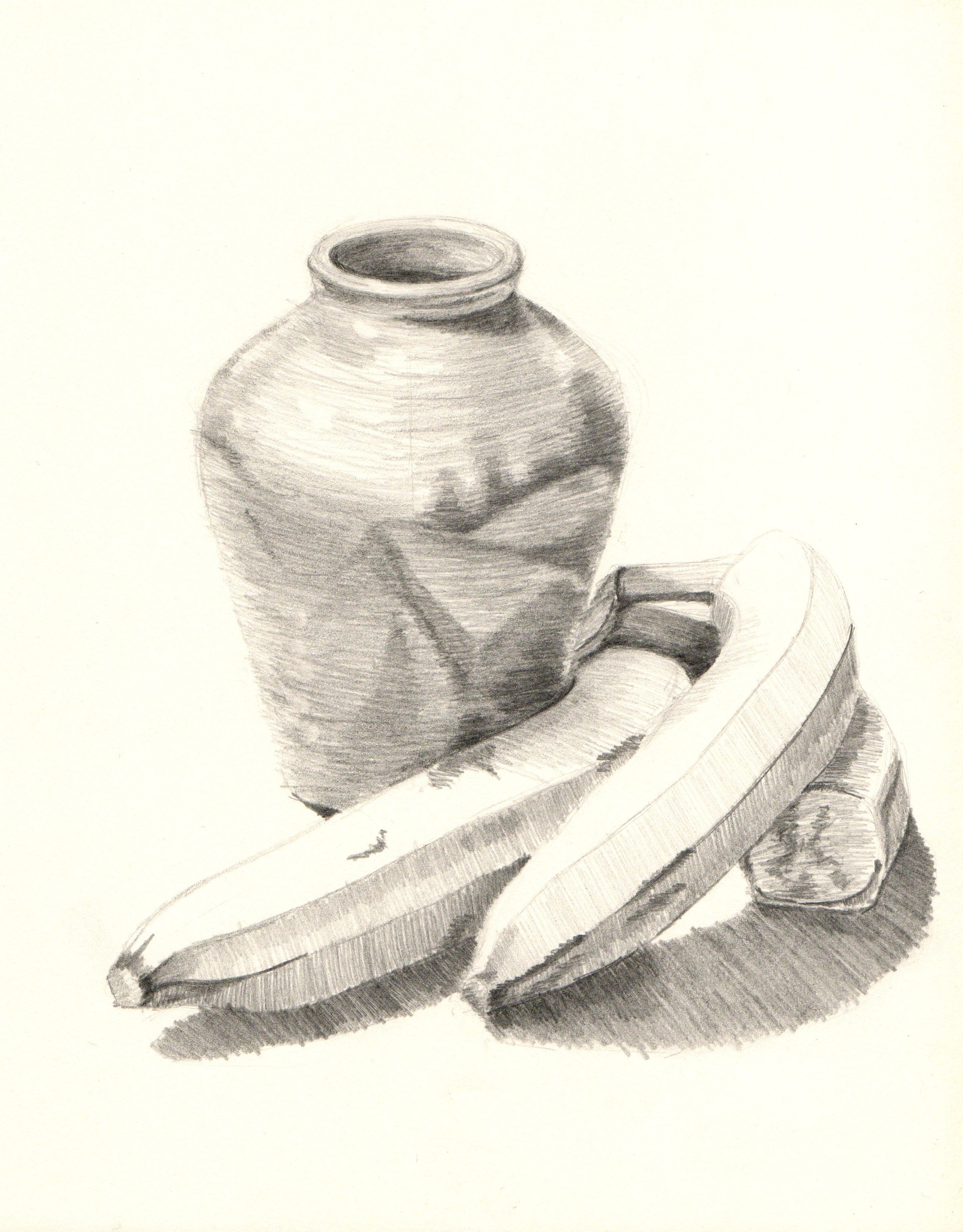 2317x2965 Free Images Pencil, Vase, Still Life, Artwork, Painting, Art - Banana Sketch Drawing