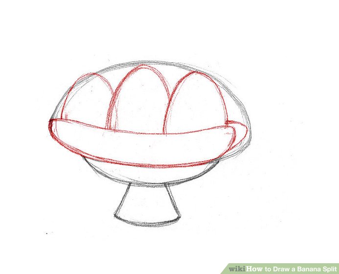 693x559 how to draw a banana split steps - Banana Sketch Drawing