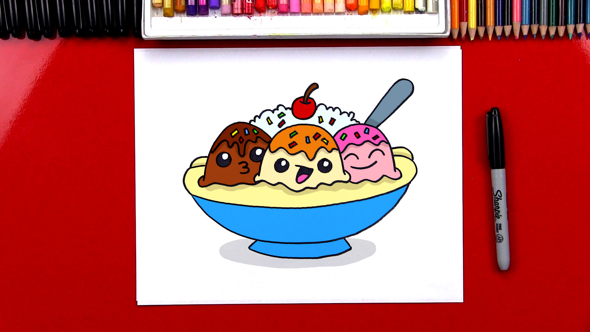1920x1080 how to draw a banana split cartoon - Banana Split Drawing