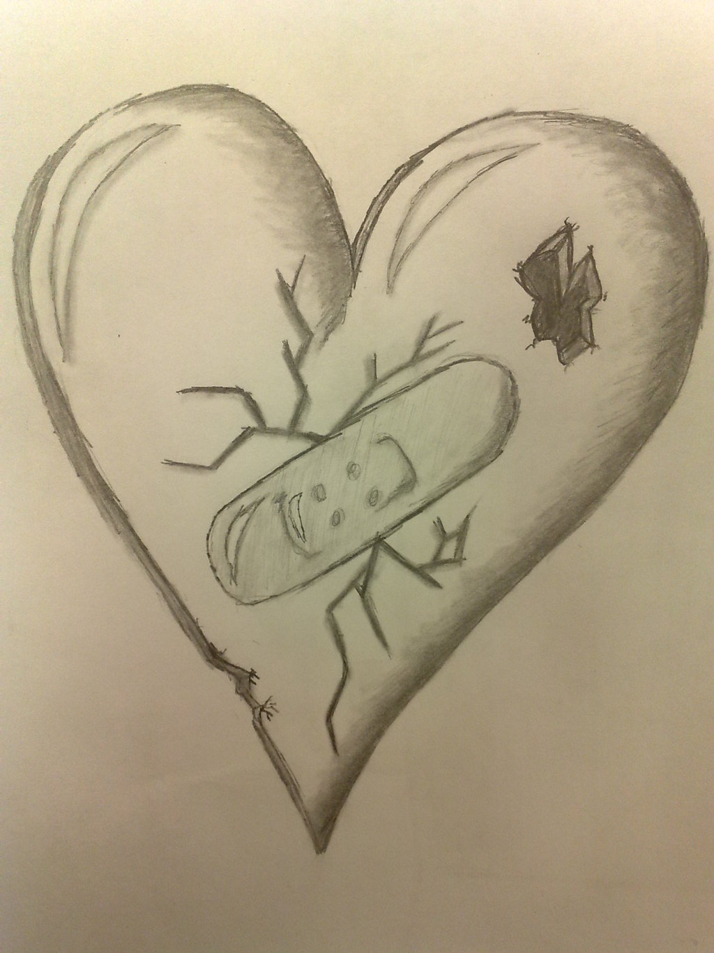 1024x1365 drawn broken heart bandaid drawing - Band Aid Drawing