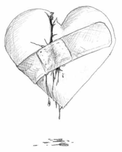 400x500 Heart Sketches Heart Series - Band Aid Drawing