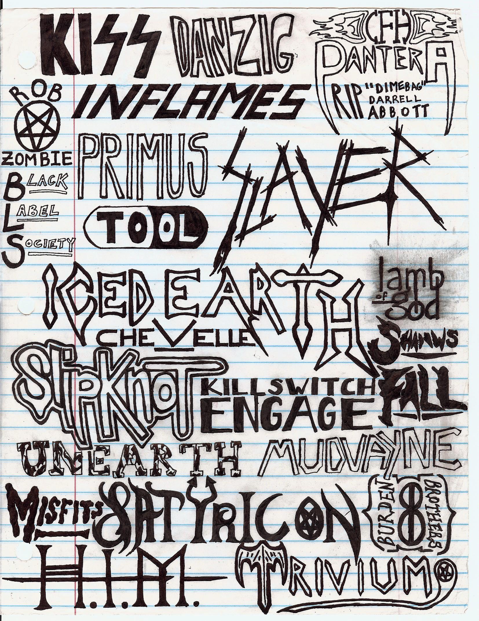 1654x2145 Drawing Band Logos On School Notebooks - Band Drawings