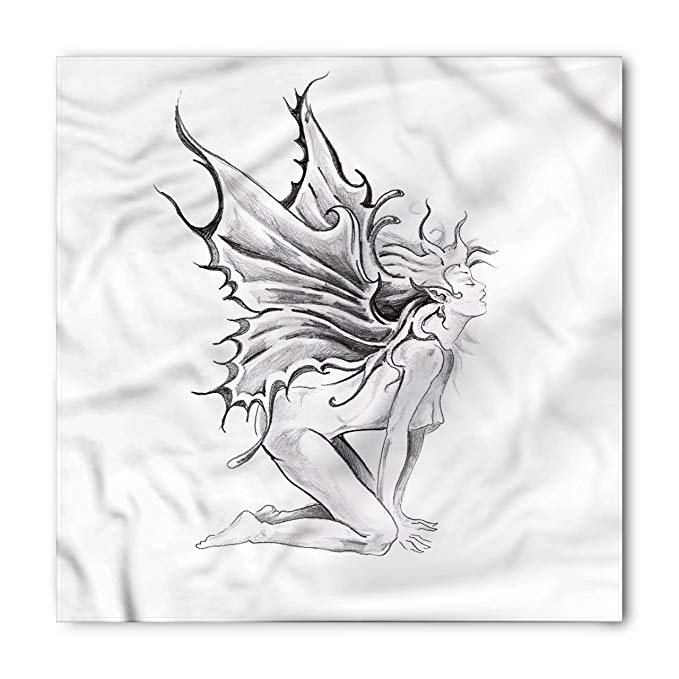 679x679 ambesonne tattoo bandana, pencil drawing angels - Bandana Drawing