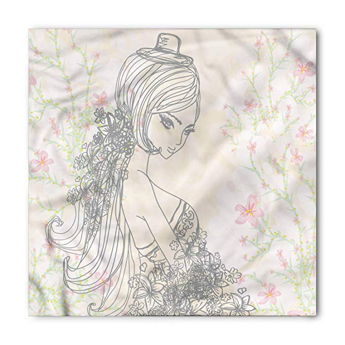 679x679 lunarable retro bandana, drawing of a fashion girl - Bandana Drawing
