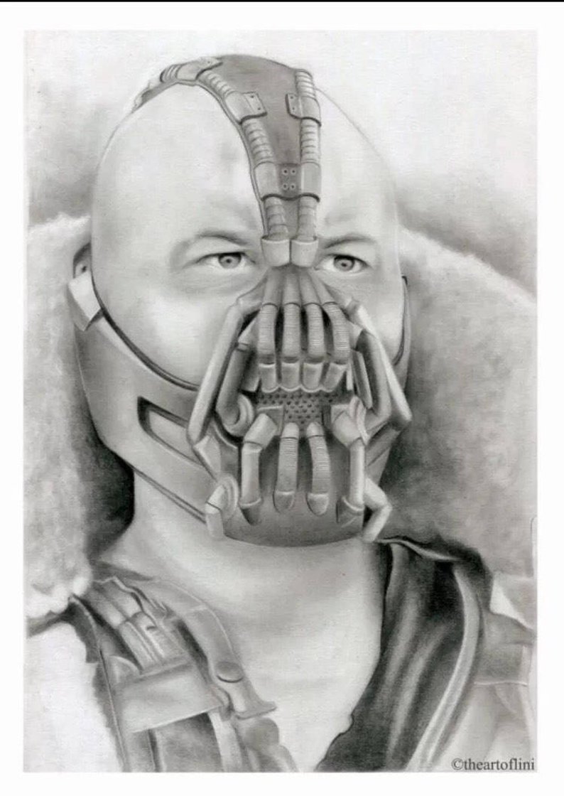 794x1120 Original Bane Drawing The Dark Knight Batman Tom Hardy Fan Etsy - Bane Drawing