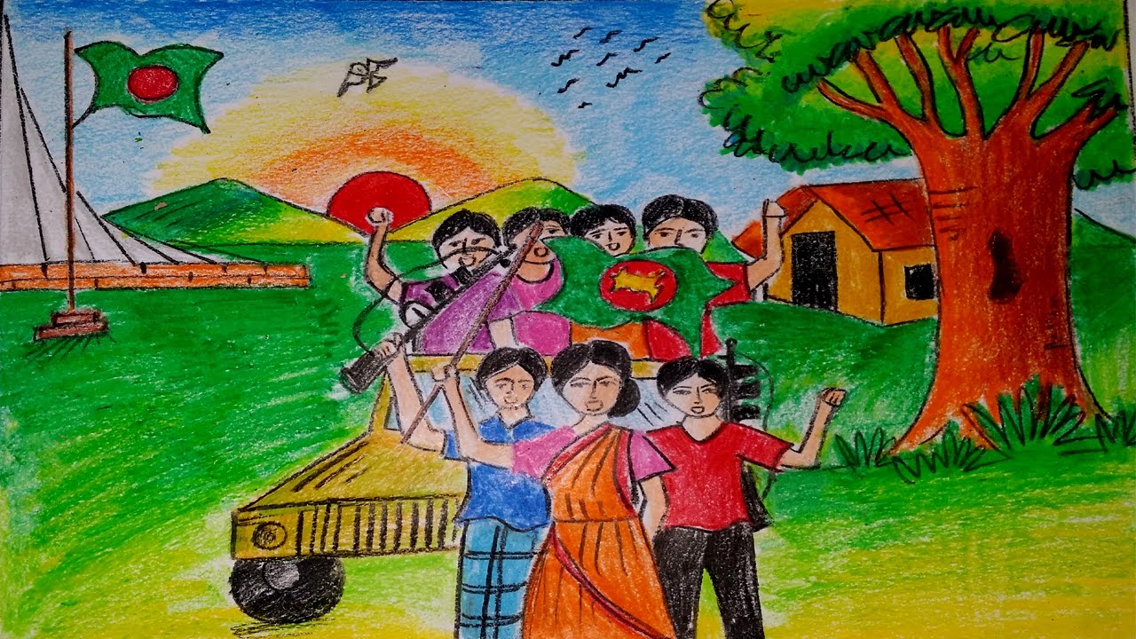 1280x720 how to draw a scenery of victory day bijoy dibosh of bangladesh - Bangladesh Drawing