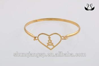 350x233 newest design fashion heart gold bangles with the eiffer tower - Bangles Drawing