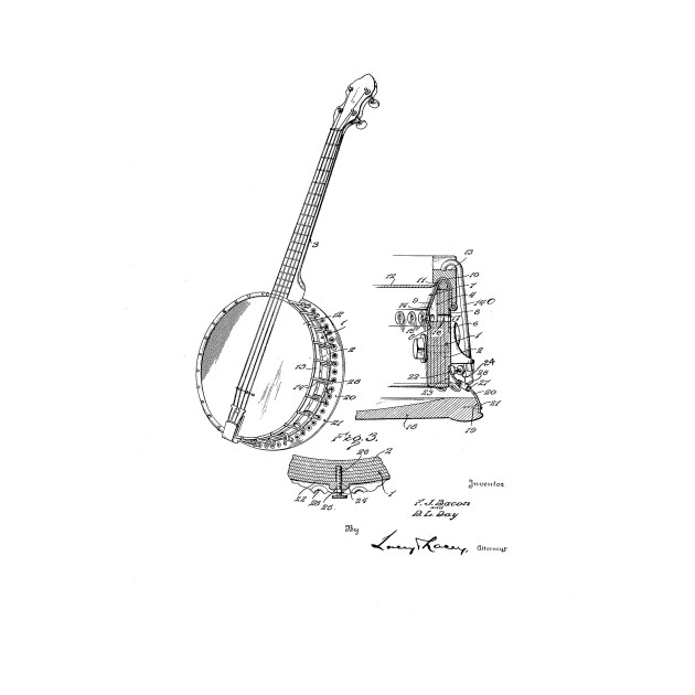 630x630 Banjo Vintage Patent Drawing - Banjo Drawing