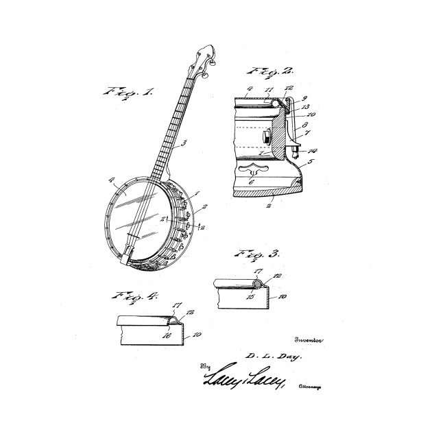 630x630 Banjo Vintage Patent Hand Drawing - Banjo Drawing