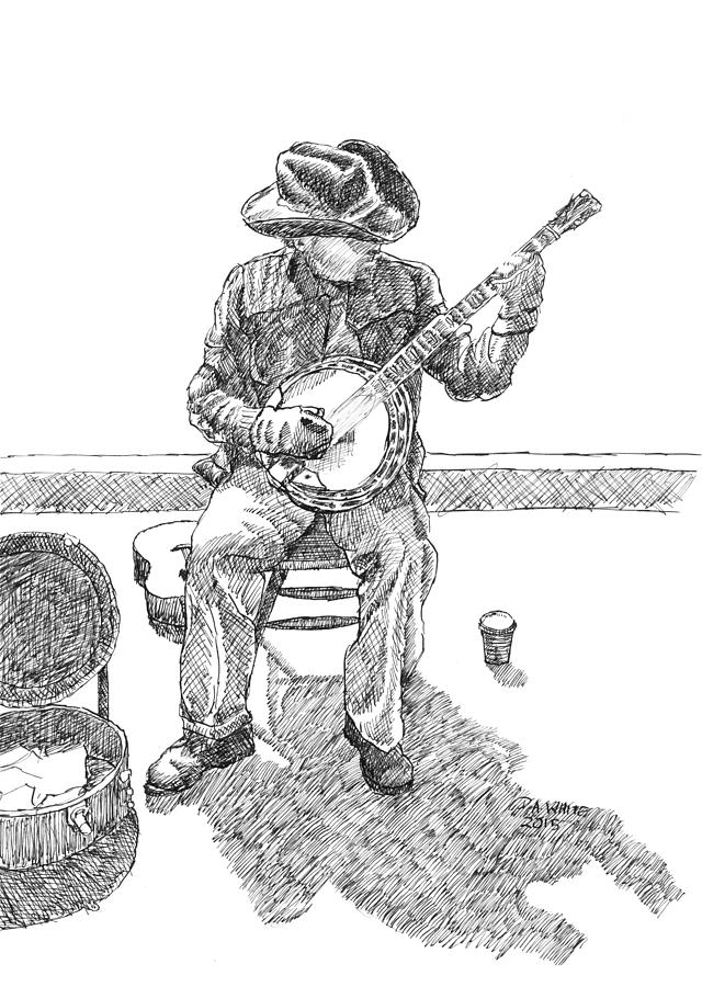 640x900 The Cold Banjo Player Drawing - Banjo Drawing