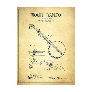 300x300 Wood Banjo Patent Drawing - Banjo Drawing