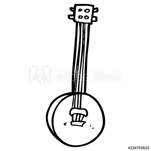 500x500 Line Drawing Cartoon Old Banjo - Banjo Drawing