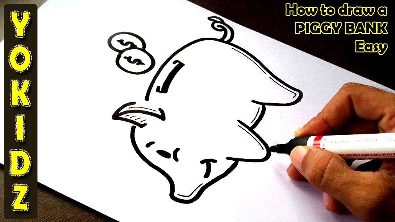 1280x720 how to draw a piggy bank easy - Bank Drawing