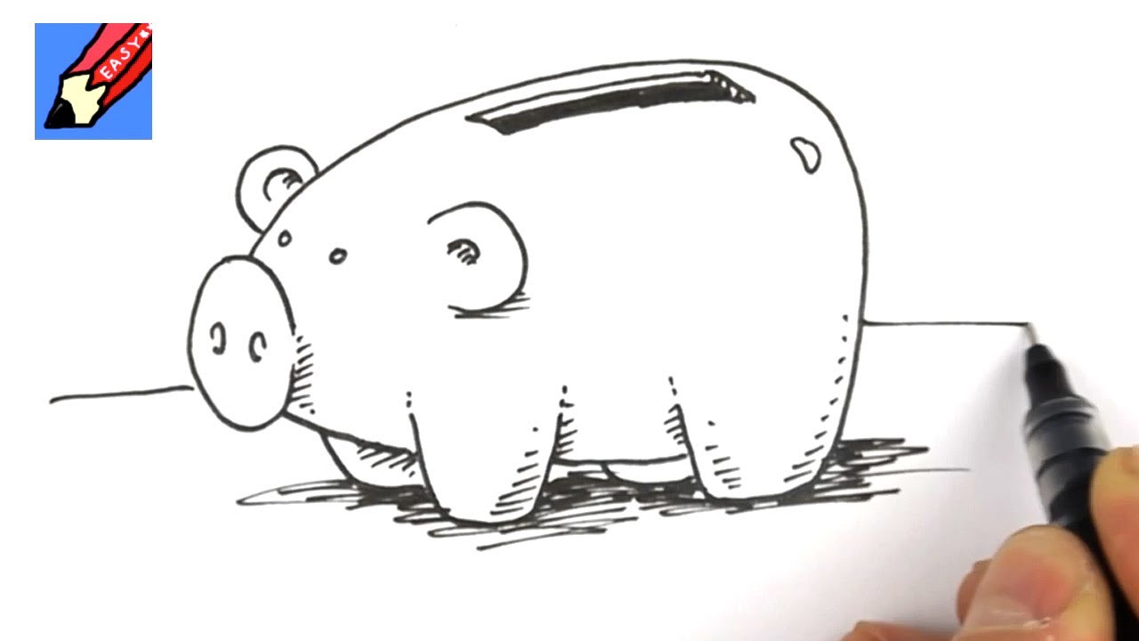 1280x720 how to draw a piggy bank - Bank Drawing