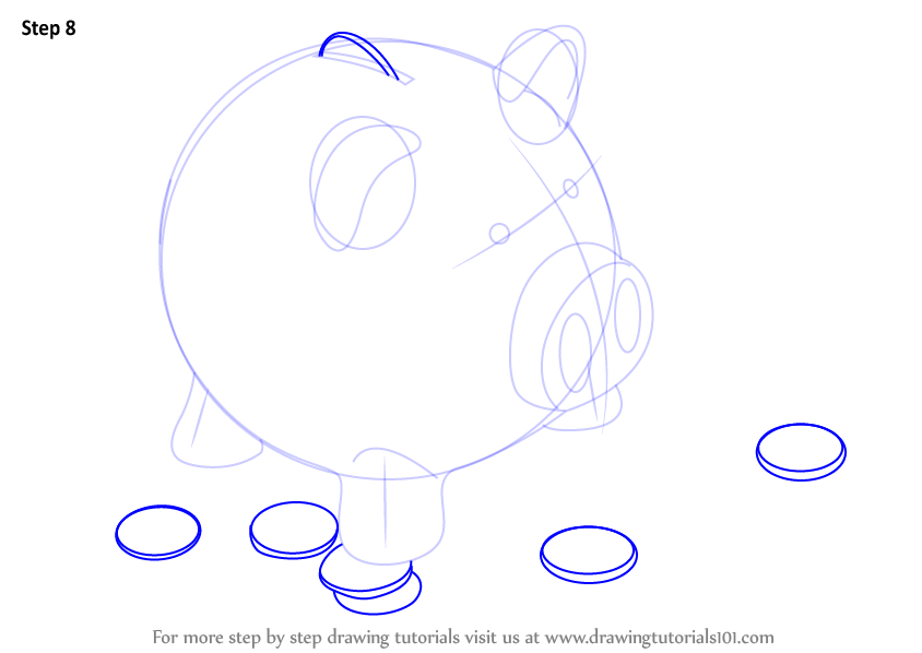 844x598 learn how to draw a piggy bank - Bank Drawing