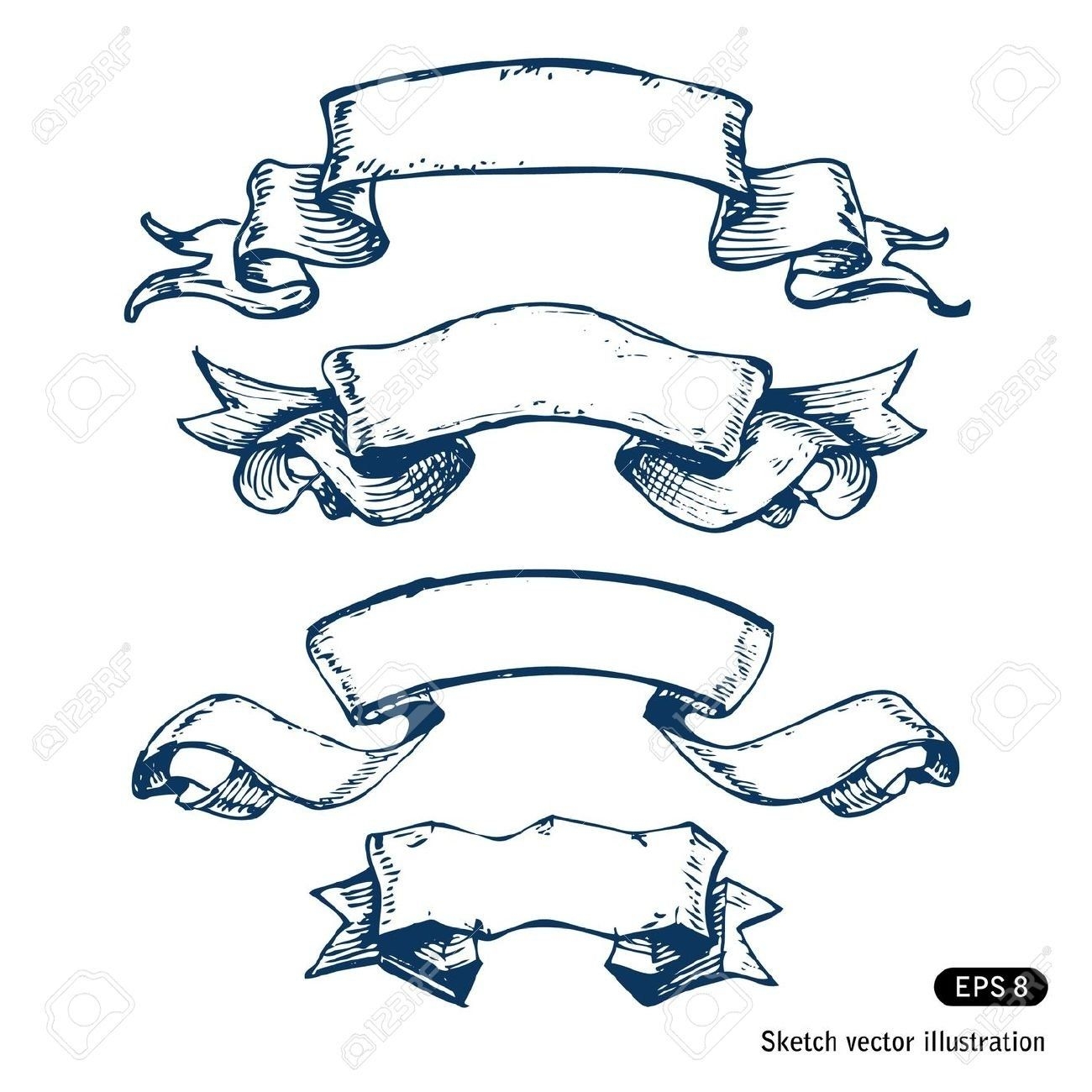 1300x1300 scroll ribbon banner drawing website templates - Banner Drawing