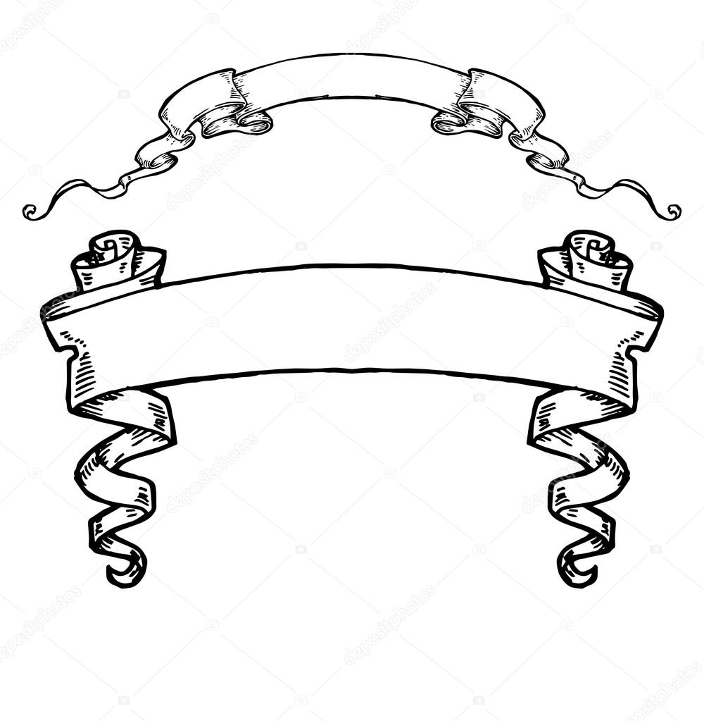 1000x1023 banner drawing ribbon for free download - Banner Drawing