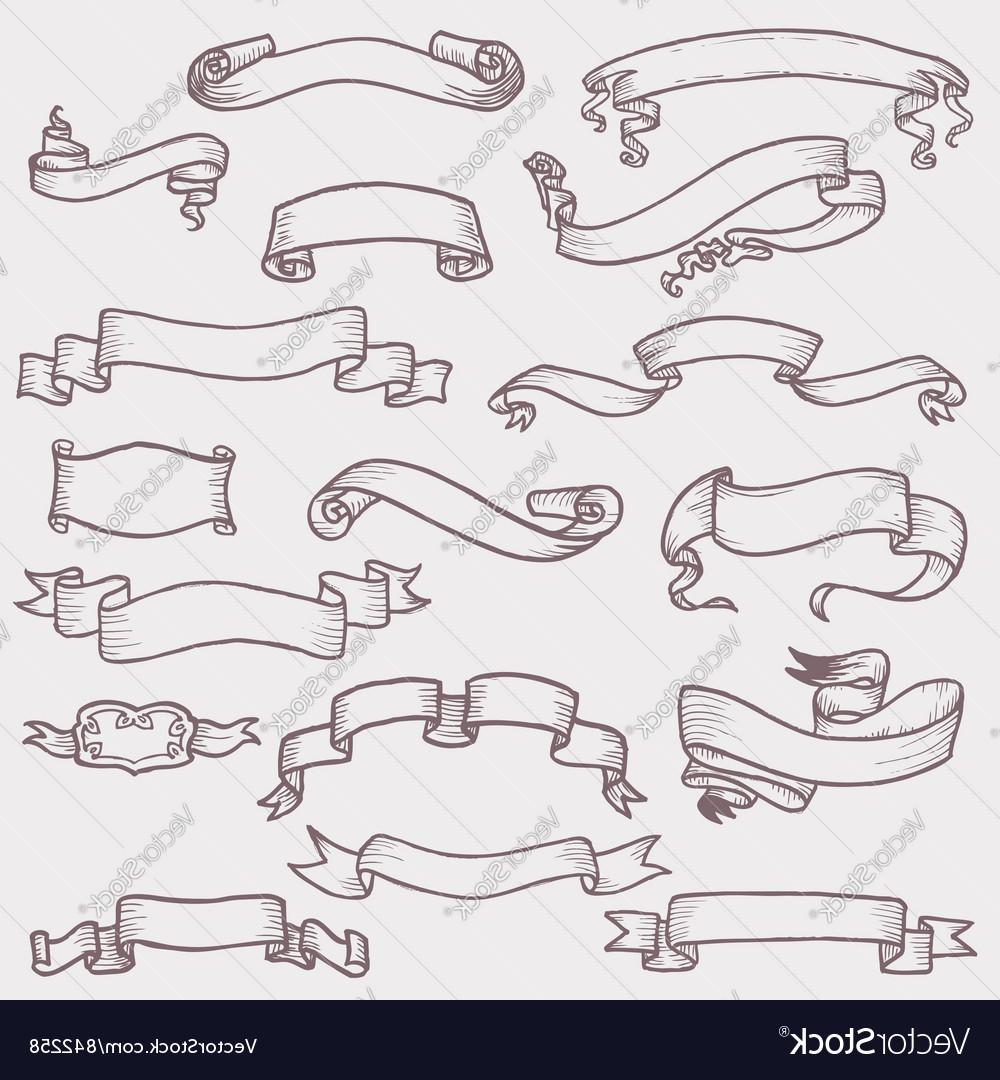 1000x1080 top old ribbon banner vector drawing - Banner Drawing