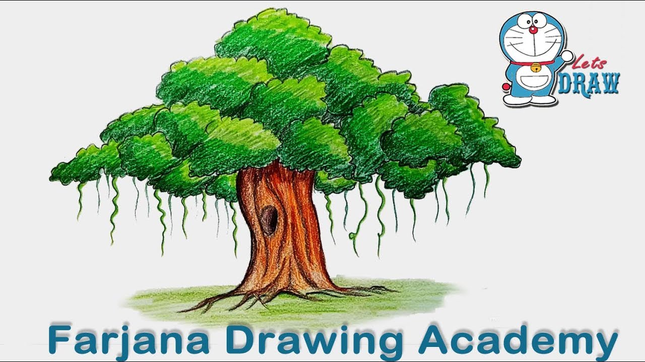 1280x720 How To Draw Banyan Tree Step - Banyan Tree Drawing