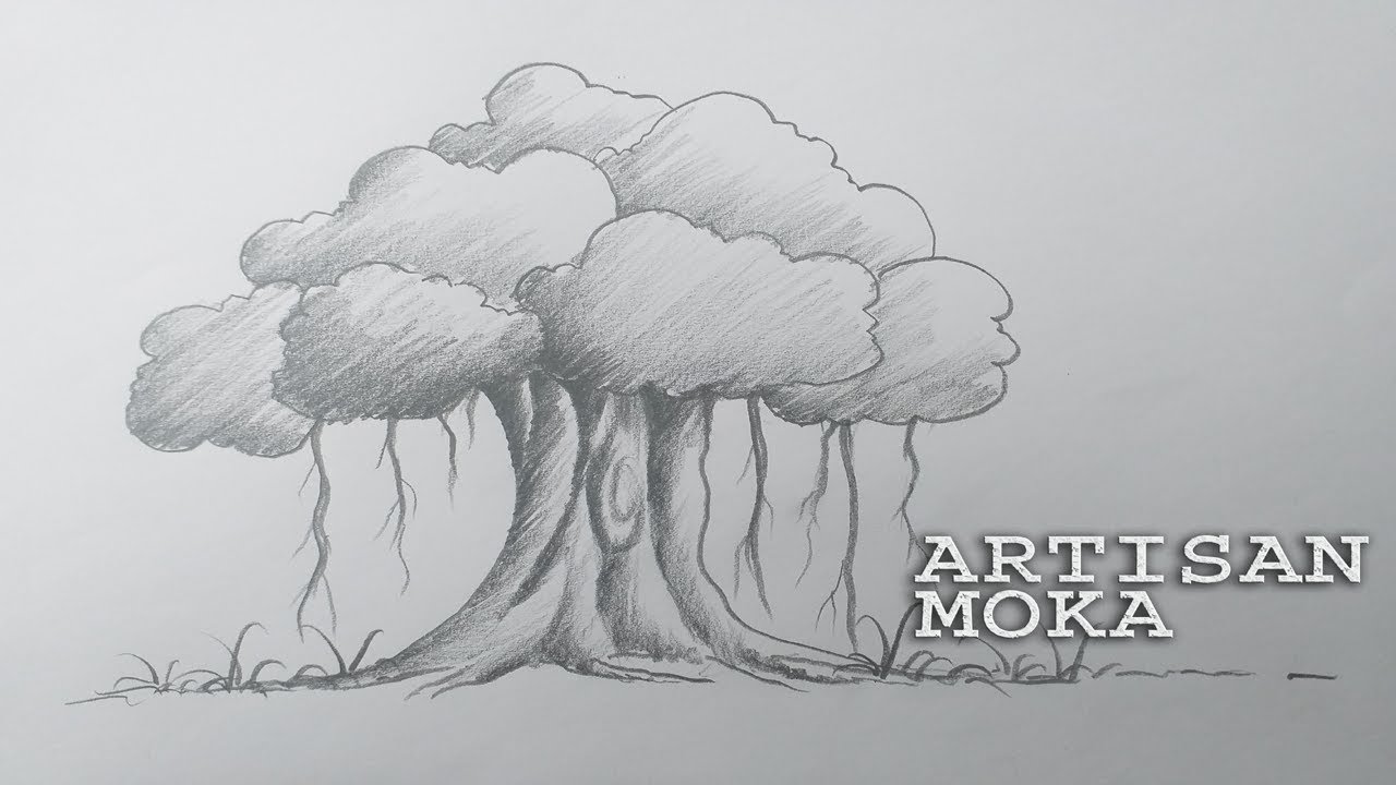 1280x720 How To Draw A Banyan Tree Easy Step - Banyan Tree Drawing